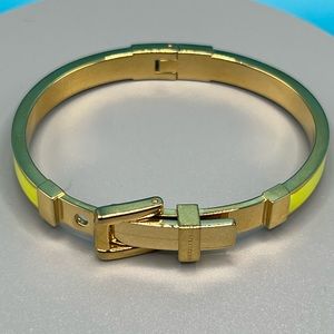 Michael Kors Gold-Tone Yellow Enamel Hinged Belt Buckle Bangle